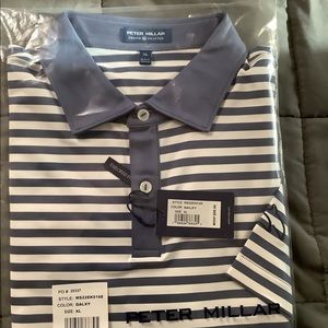 Peter Millar Men’s Tailored Fit Polo Shirt NWT Blue Striped